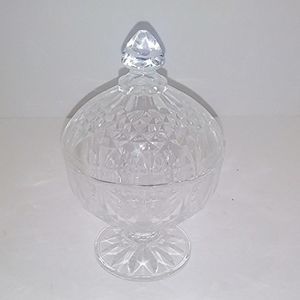Cristal D’Arques Longchamp Pattern Lead Crystal pedestal Covered Candy Dish